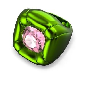 Swarovski Dulcis cocktail ring, Cushion cut, Green